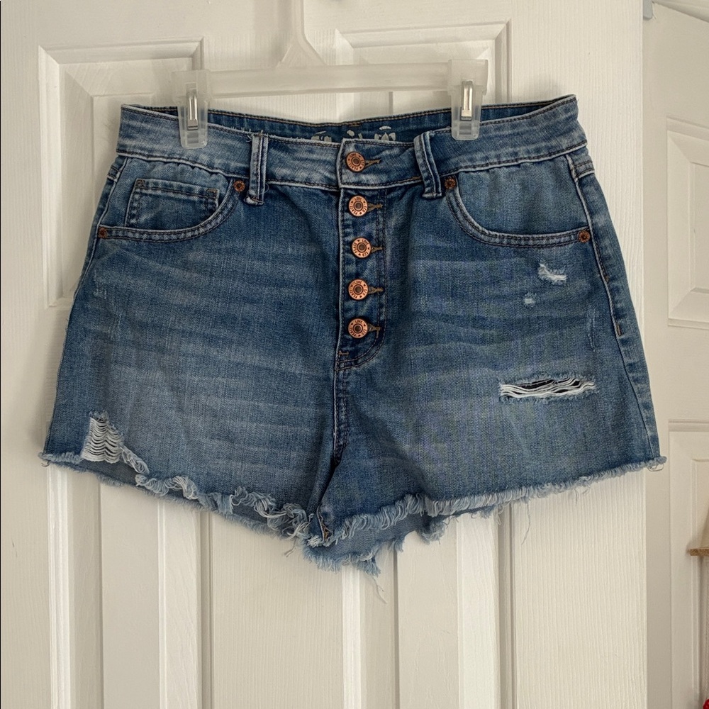 Rewash Blue Button-Up Jean Shorts